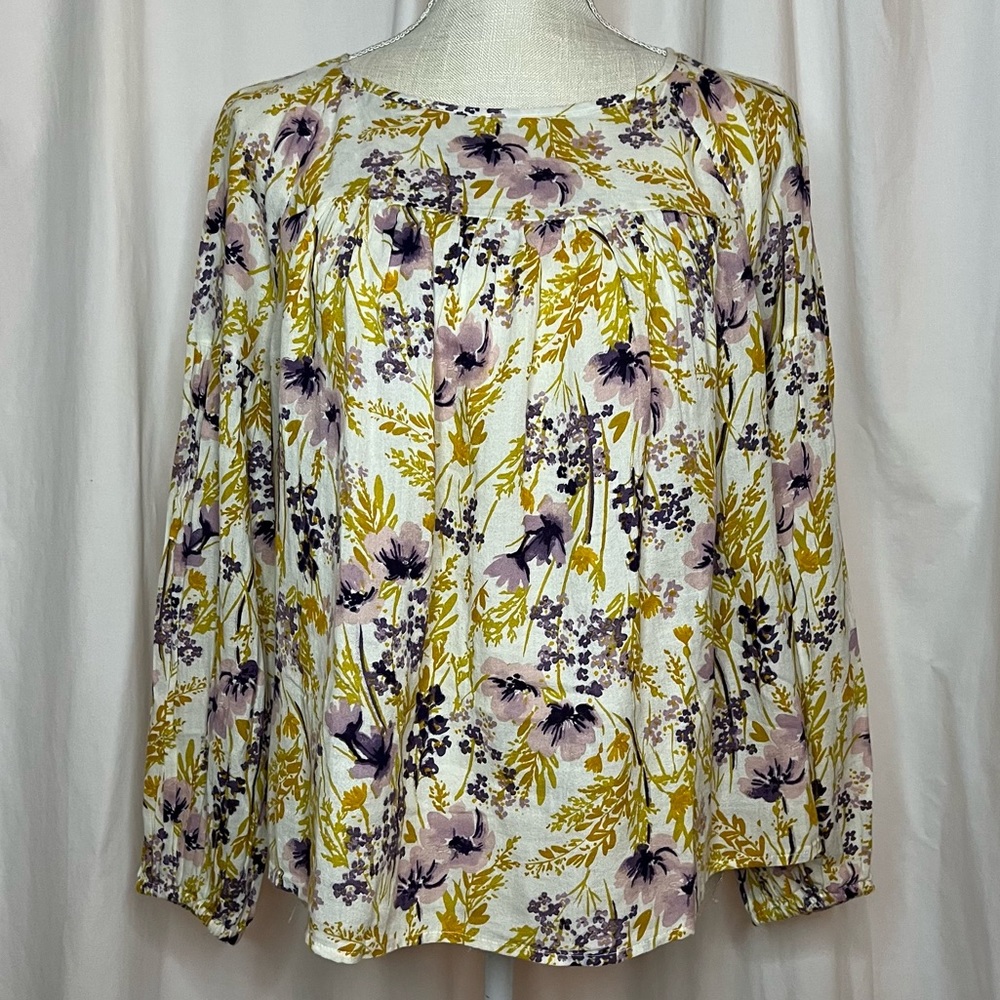 NWOT Old Navy Long Sleeve Swing Yolk Purple Floral Blouse